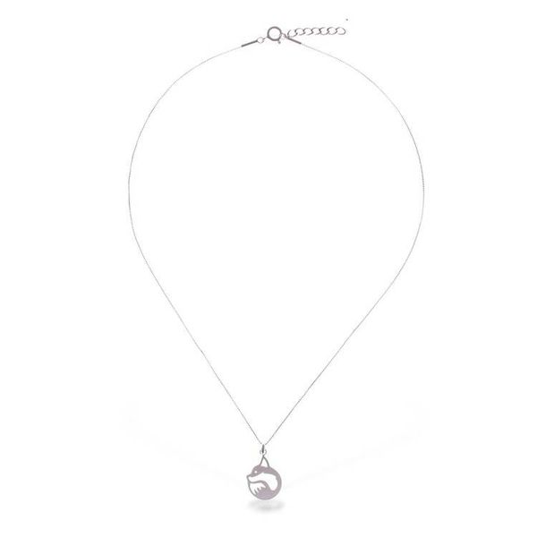 Alternate image for Abstract Fox-Themed Openwork Silver Pendant Necklace Curled in Comfort