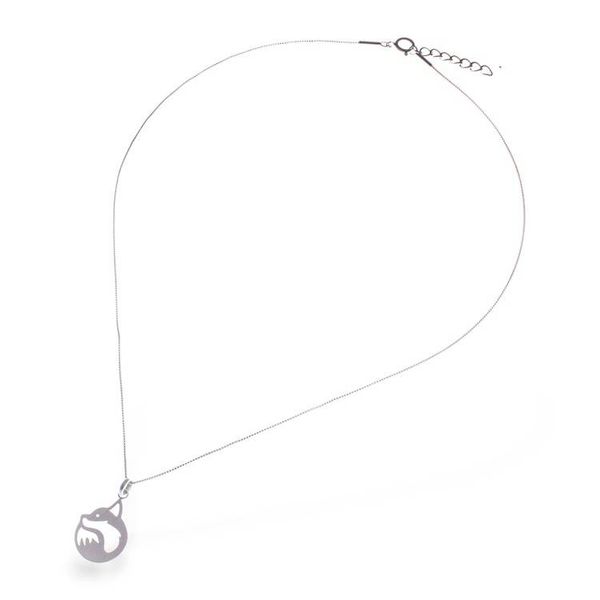 Alternate image for Abstract Fox-Themed Openwork Silver Pendant Necklace Curled in Comfort