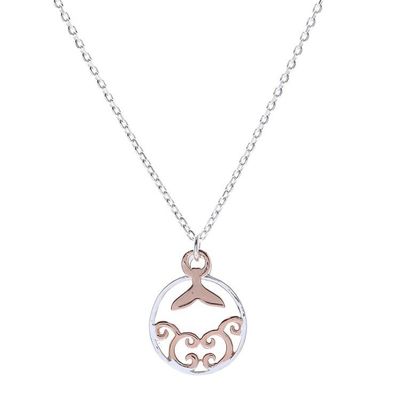 Alternate image for Rose Gold Accented Sterling Silver Whale Necklace Whale Splash