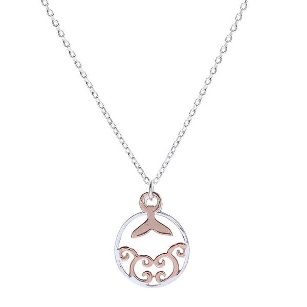 Alternate image for Rose Gold Accented Sterling Silver Whale Necklace Whale Splash