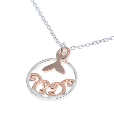 Alternate image for Rose Gold Accented Sterling Silver Whale Necklace Whale Splash