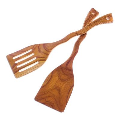 Alternate image for Food-Safe Hand Crafted Teak Wood Spatulas 2 Kitchen Harmony