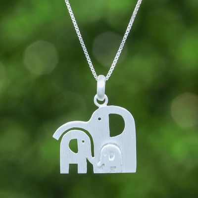 Primary image for Whimsical Elephant Family-Themed Silver Pendant Necklace Together as One