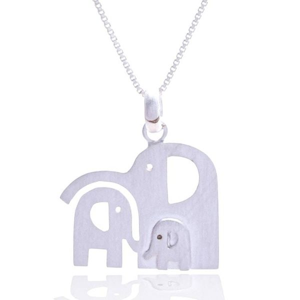 Alternate image for Whimsical Elephant Family-Themed Silver Pendant Necklace Together as One