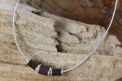 Primary image for Thai Silver Necklace with Dark Wood Insets Love of Nature