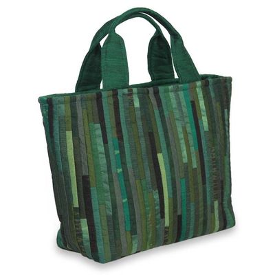 Alternate image for Hand Woven Silk Hill Tribe Tote Bag in Green Exotic Green