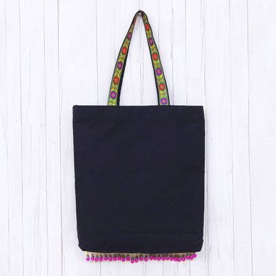 Alternate image for Colorful Cotton Hmong Tote Bag with Magnetic Snap Green Hmong