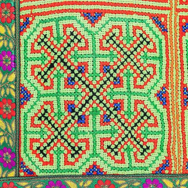 Alternate image for Colorful Cotton Hmong Tote Bag with Magnetic Snap Green Hmong