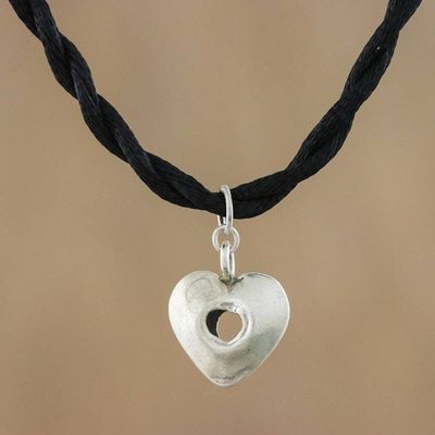 Alternate image for Karen Silver Heart Pendant Necklace from Thailand Hole in My Heart