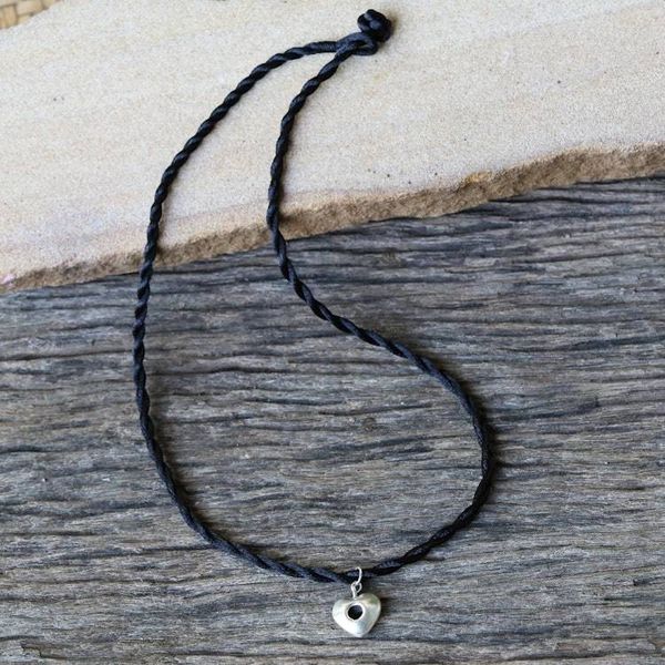 Alternate image for Karen Silver Heart Pendant Necklace from Thailand Hole in My Heart