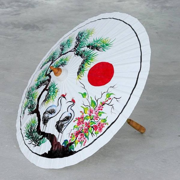 Alternate image for Hand-Painted Cotton Parasol with Bamboo Frame Tree of Love