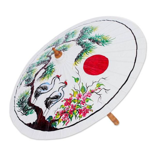Alternate image for Hand-Painted Cotton Parasol with Bamboo Frame Tree of Love