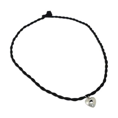 Alternate image for Karen Silver Heart Pendant Necklace from Thailand Hole in My Heart