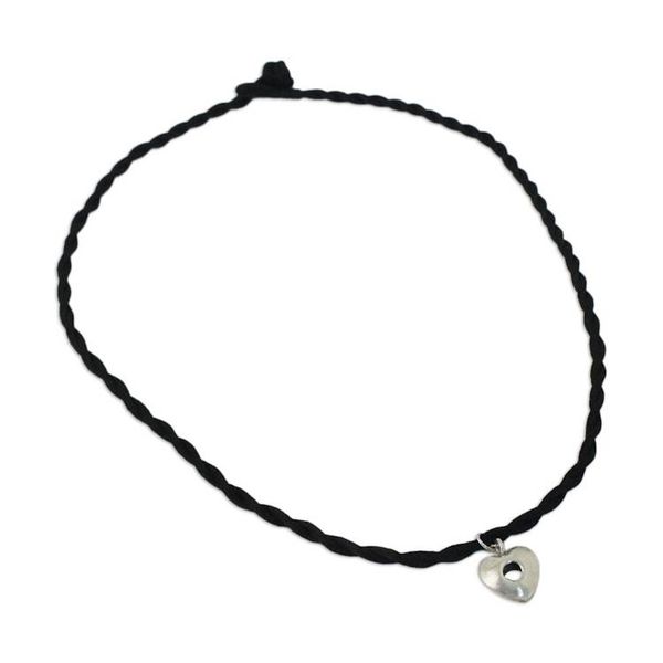 Alternate image for Karen Silver Heart Pendant Necklace from Thailand Hole in My Heart