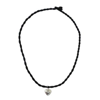 Alternate image for Karen Silver Heart Pendant Necklace from Thailand Hole in My Heart