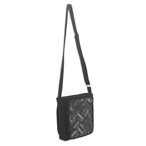 Alternate image for Black Cotton Thai Applique Shoulder Bag with 3 Pockets Black Siam