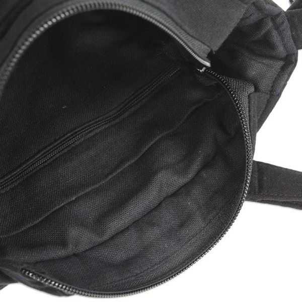Alternate image for Black Cotton Thai Applique Shoulder Bag with 3 Pockets Black Siam