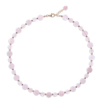 Alternate image for Beaded Rose Quartz and Hematite Necklace Blushing