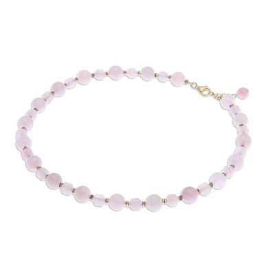 Alternate image for Beaded Rose Quartz and Hematite Necklace Blushing