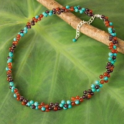 Alternate image for Artisan Crafted Colorful Gemstone Choker Necklace Rainbow Bloom