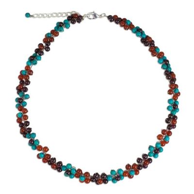 Alternate image for Artisan Crafted Colorful Gemstone Choker Necklace Rainbow Bloom