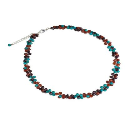 Alternate image for Artisan Crafted Colorful Gemstone Choker Necklace Rainbow Bloom