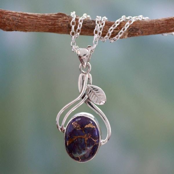 Alternate image for Sterling silver pendant necklace Purple Dew
