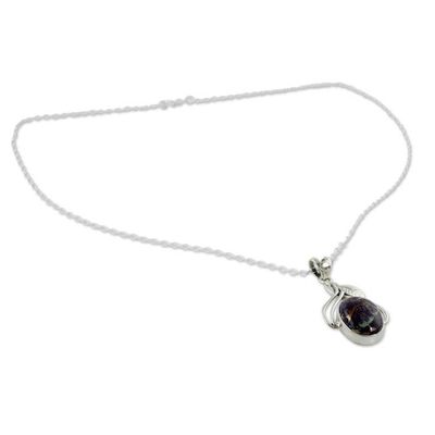 Alternate image for Sterling silver pendant necklace Purple Dew