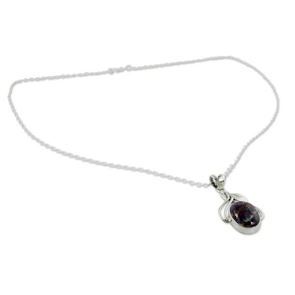 Alternate image for Sterling silver pendant necklace Purple Dew