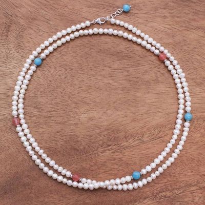 Alternate image for Long Cultured Pearl and Gemstone Strand Necklace Sweetness