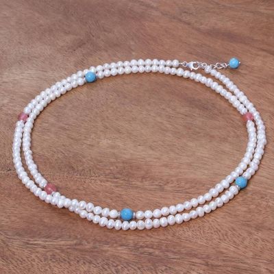 Alternate image for Long Cultured Pearl and Gemstone Strand Necklace Sweetness