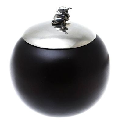 Alternate image for Elephant-Themed Wood and Pewter Decorative Jar 4 inch Baby Elephant