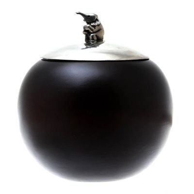 Alternate image for Elephant-Themed Wood and Pewter Decorative Jar 4 inch Baby Elephant