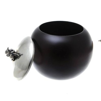 Alternate image for Elephant-Themed Wood and Pewter Decorative Jar 4 inch Baby Elephant
