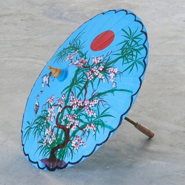 Alternate image for Artisan Crafted Parasol from Thailand Blue Cherry Blossom