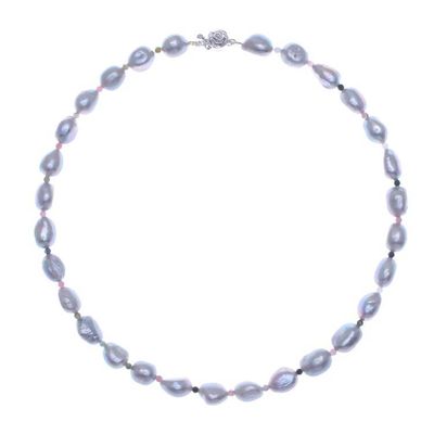 Alternate image for Cultured Freshwater Pearl and Tourmaline Beaded Necklace Sea Journey in Rainbow