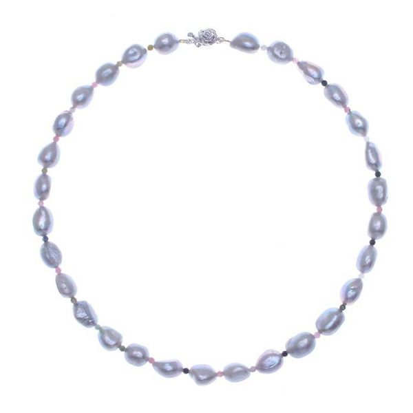 Alternate image for Cultured Freshwater Pearl and Tourmaline Beaded Necklace Sea Journey in Rainbow