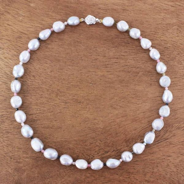 Alternate image for Cultured Freshwater Pearl and Tourmaline Beaded Necklace Sea Journey in Rainbow