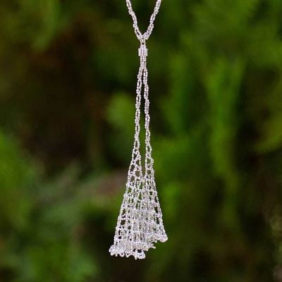 Primary image for Unique Sterling Silver Ball Chain Lariat Style Necklace Viennese Waltz