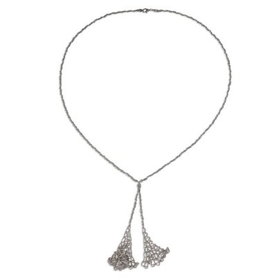 Alternate image for Unique Sterling Silver Ball Chain Lariat Style Necklace Viennese Waltz