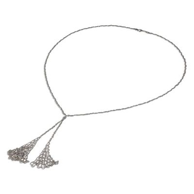 Alternate image for Unique Sterling Silver Ball Chain Lariat Style Necklace Viennese Waltz