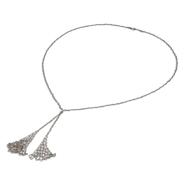 Alternate image for Unique Sterling Silver Ball Chain Lariat Style Necklace Viennese Waltz
