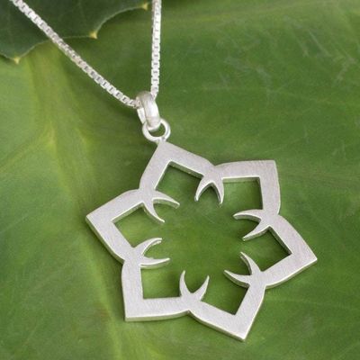 Alternate image for Sterling Silver Necklace Floral Jewelry from Thailand Lotus Mirage