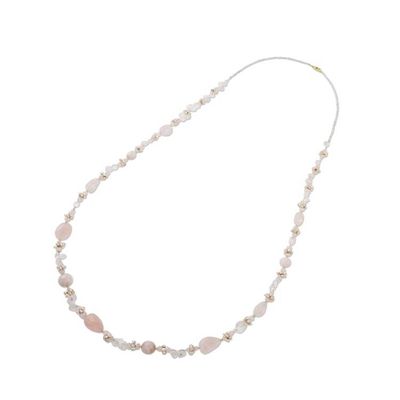 Alternate image for Multi-Gemstone Beaded Necklace in Pink from Thailand Lovely Dream