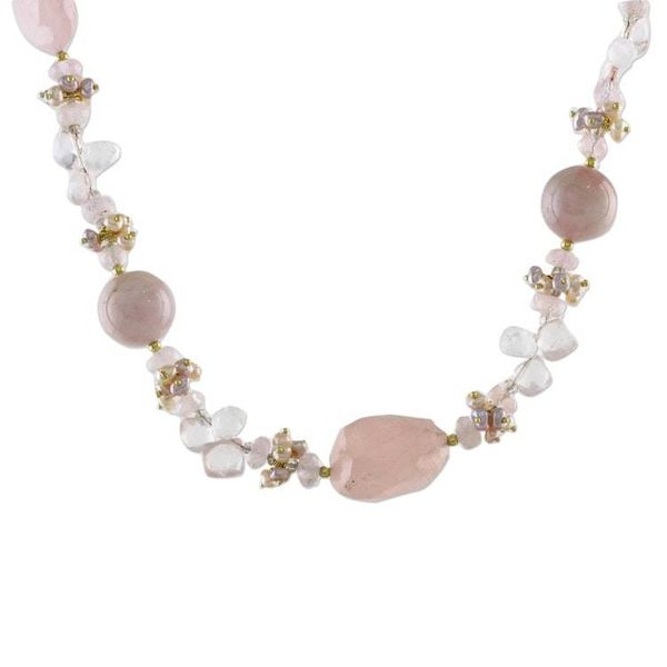 Alternate image for Multi-Gemstone Beaded Necklace in Pink from Thailand Lovely Dream