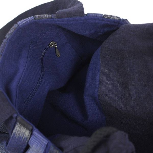 Alternate image for Hand Woven Cotton Shoulder Bag in Blue and Black Orient Blue