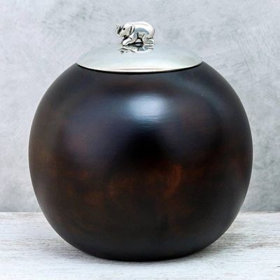 Alternate image for Wood and Pewter Elephant Decorative Jar 5 in. Elephant Orb