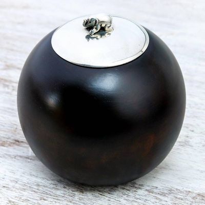 Alternate image for Wood and Pewter Elephant Decorative Jar 5 in. Elephant Orb
