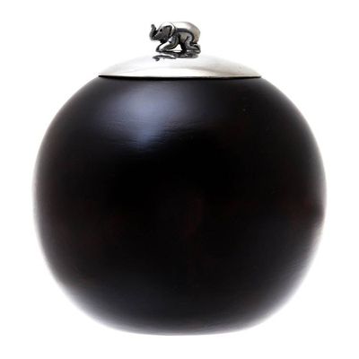 Alternate image for Wood and Pewter Elephant Decorative Jar 5 in. Elephant Orb