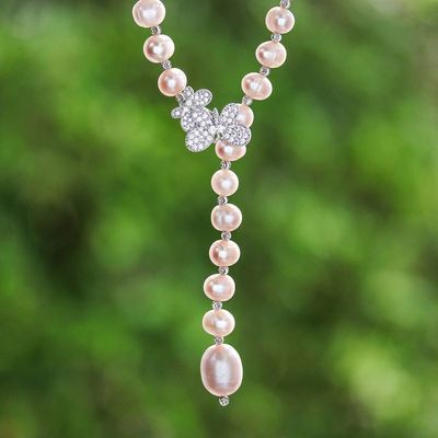 Alternate image for Cultured Pearl Butterfly Y-Necklace from Thailand Beautiful Butterfly